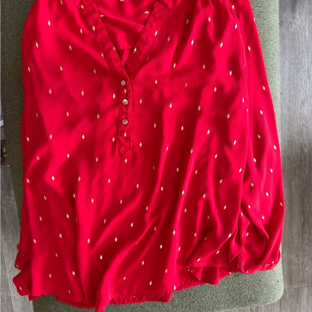 Zac & Rachel Vibrant Red Blouse with Gold Details